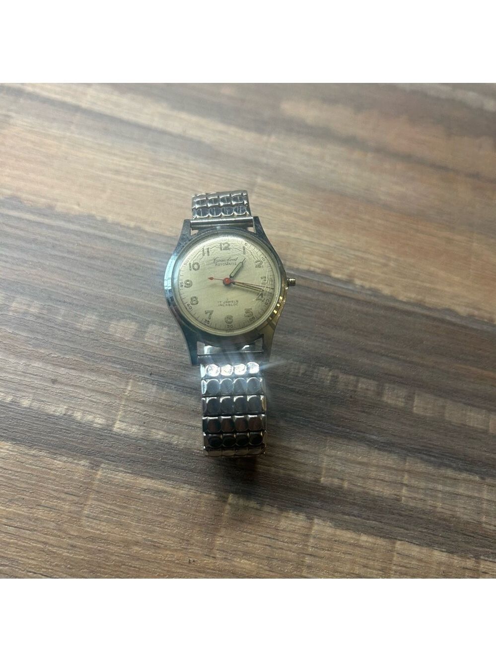 Vintage Men’s Crawford Watch Incabloc 17 Jewels Silver Finish AS-IS